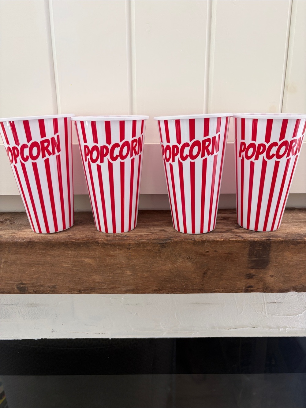Classic Red & White Popcorn Cups - Party Beverage & Snack Cups-Set of 4